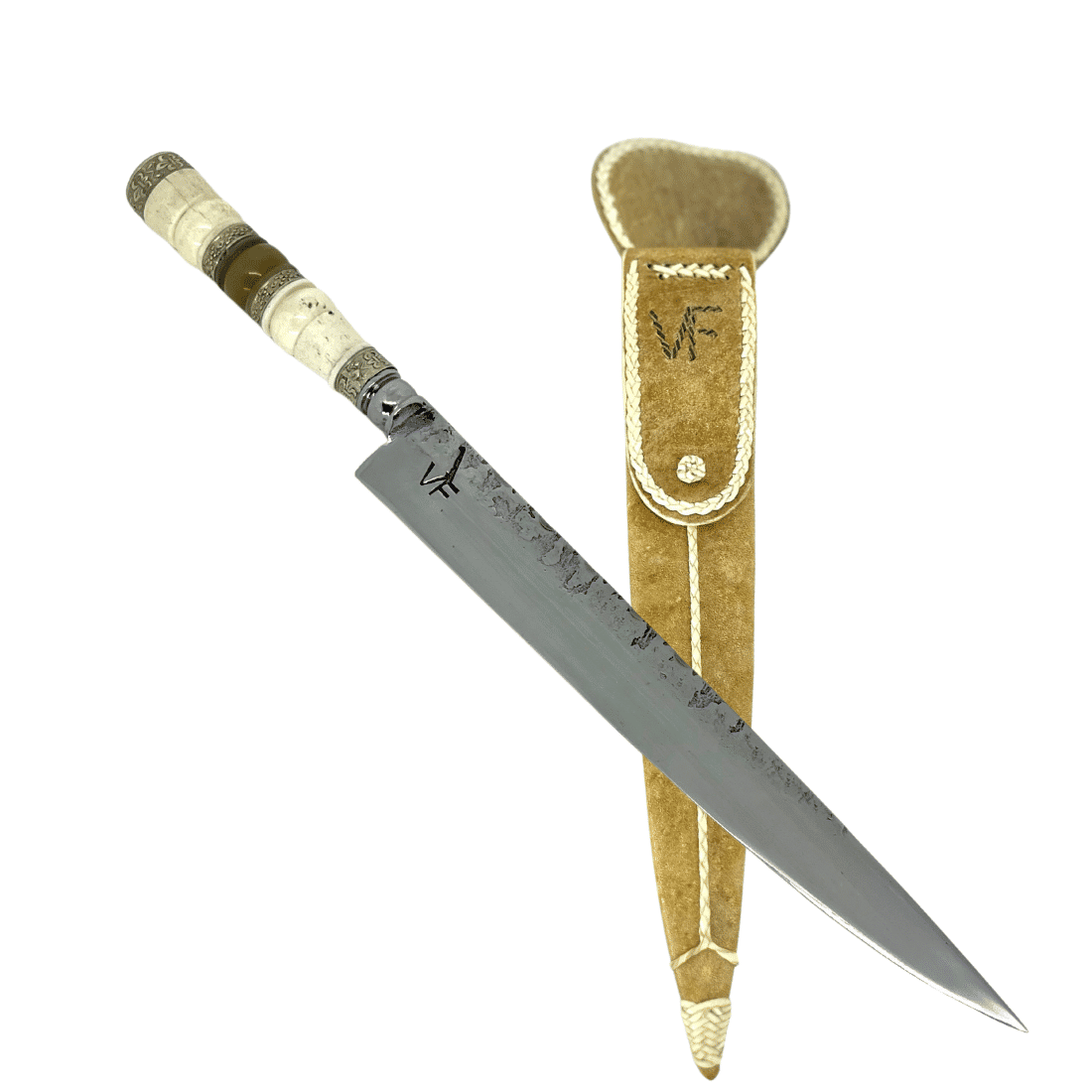 Faca Campeira Forjada 10“ VF Carbono 5160 - Cabos Torneados Especiais - Bainha Couro Cru Faca Campeira Forjada 10“ VF Carbono 5160 - Cabos Torneados Especiais - Bainha Couro Cru