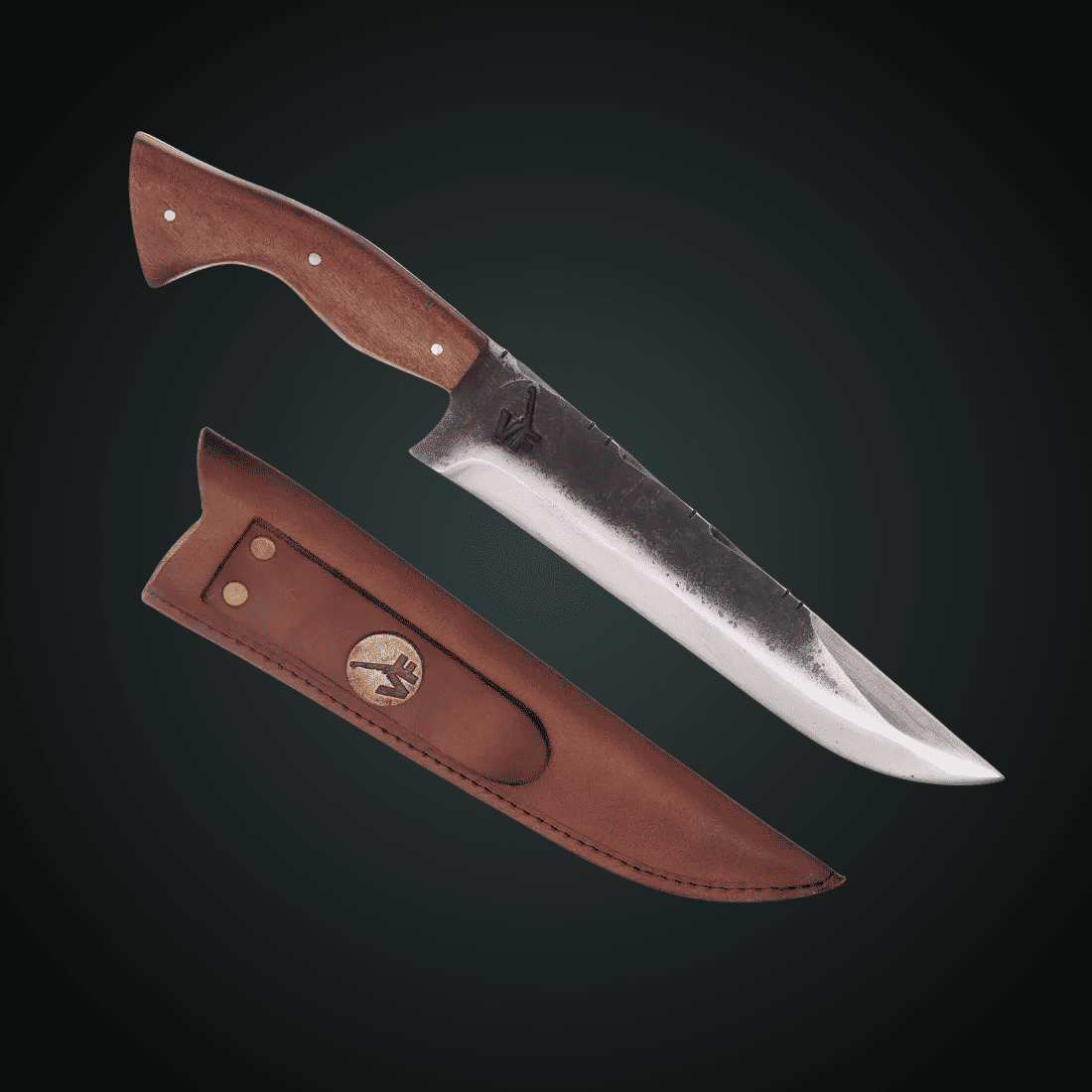 Faca Churrasco Campeira 8" VF Aço Carbono 1070 - Brut Forj - Cabo em Madeira Nobre