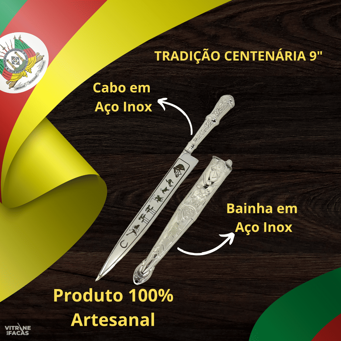 Faca Churrasco 9“ VF Prateada Tradição Centenaria Aço Inox 420c Faca Churrasco 9“ VF Prateada Tradição Centenaria Aço Inox 420c