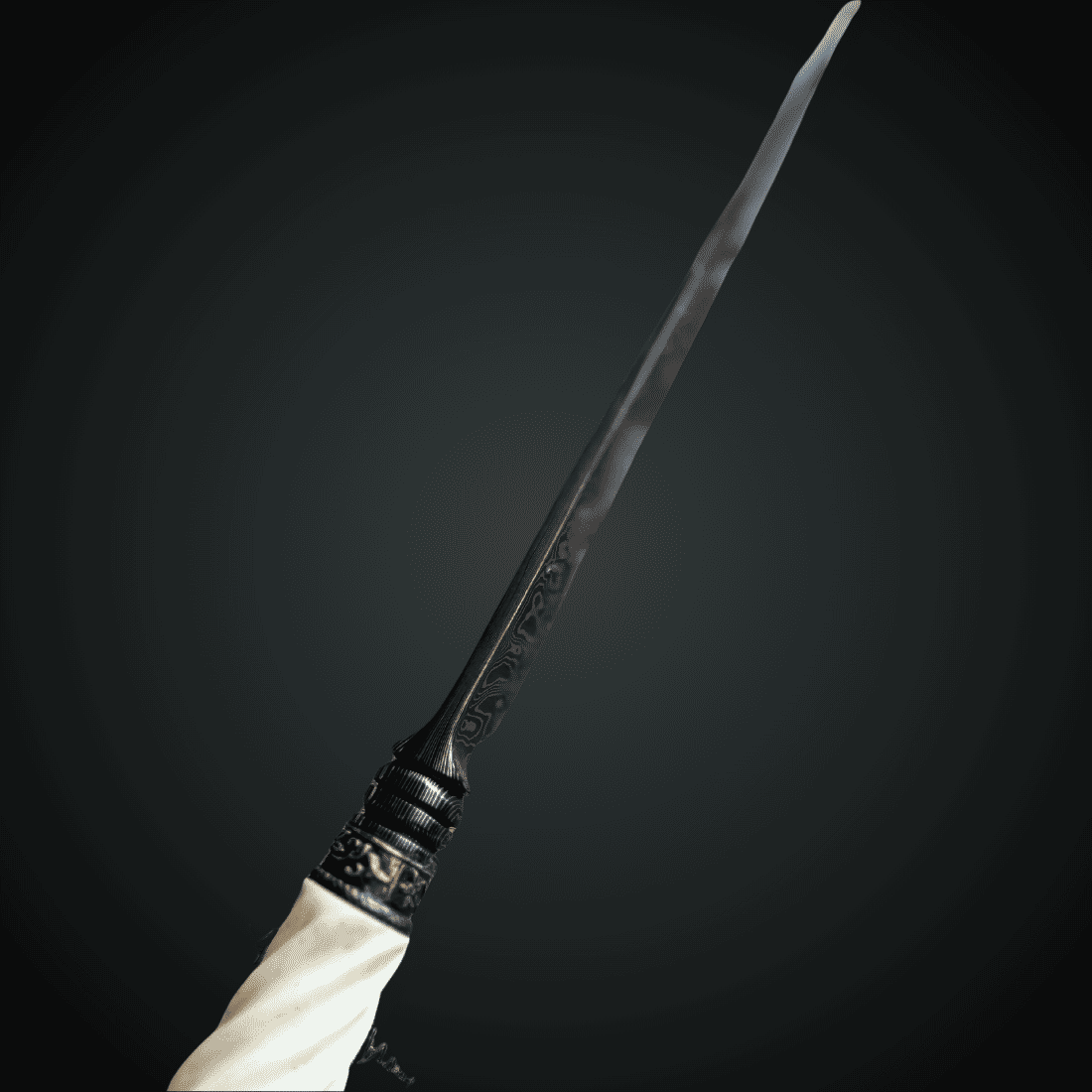 Faca Churrasco VF Artesanal 9" Forjada Aço Damasco Cabo Osso