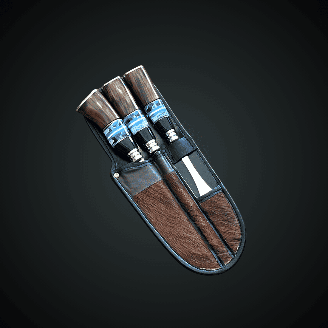 Conjunto VF Faca, Chaira e Garfo 8" Aço Inox 420 - Cabo Resina e Madeira Conjunto VF Faca, Chaira e Garfo 8" Aço Inox 420 - Cabo Resina e Madeira