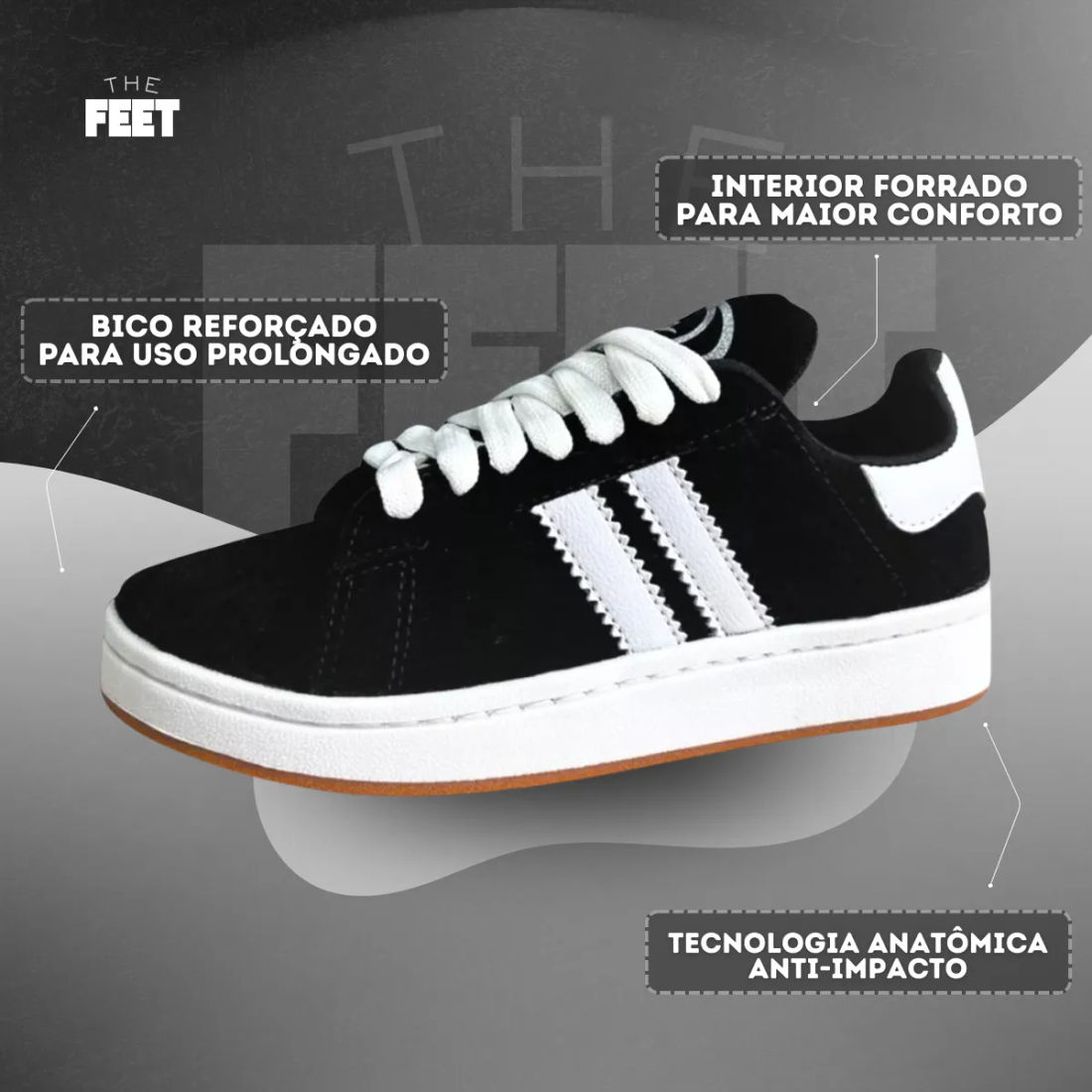 Tenis estiloso camurça preto Tenis estiloso camurça preto