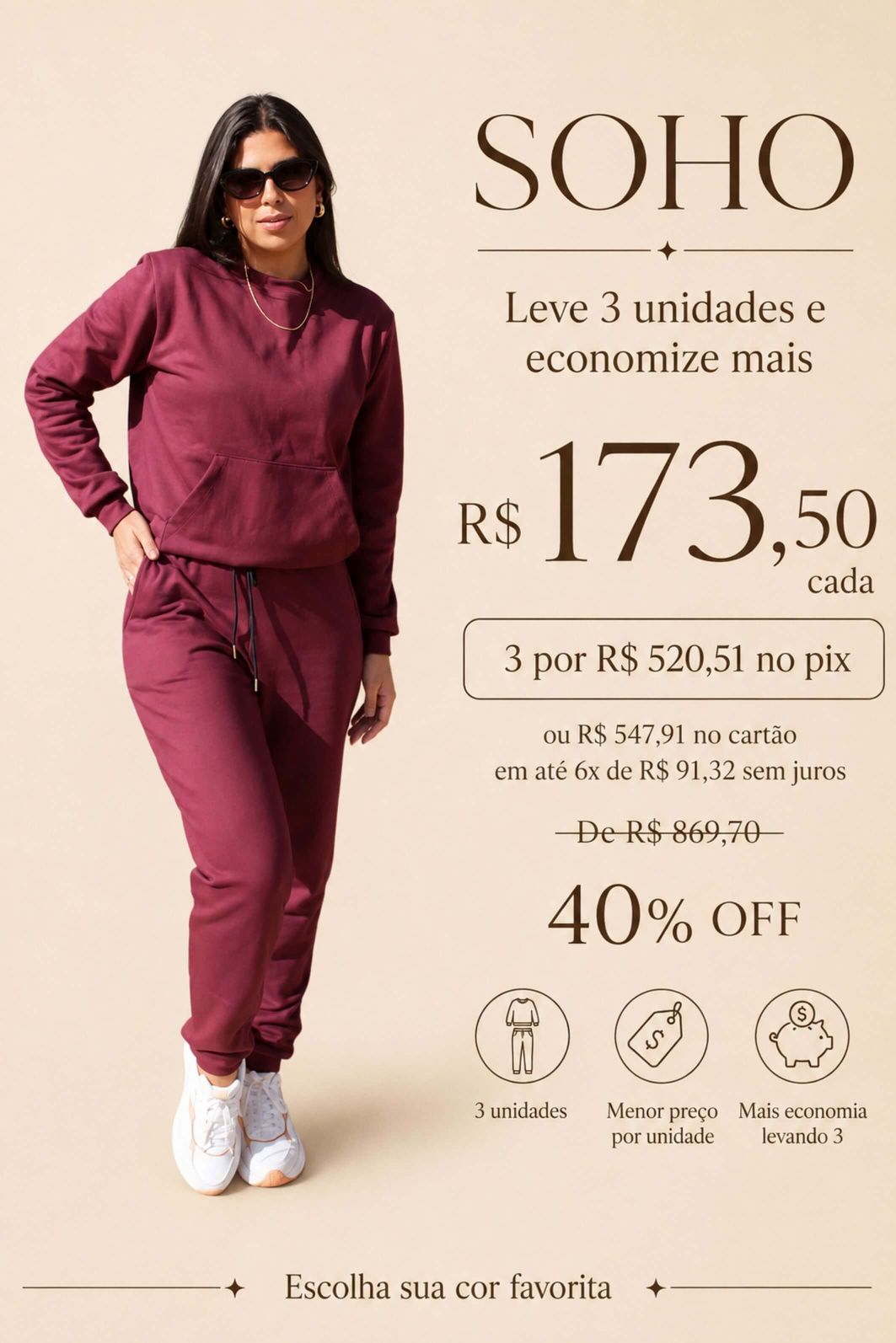 LEVE 3 CONJUNTOS MOLETONS FELPADOS ALGODÃO SOHO E GANHE DESCONTO ESPECIAL LEVE 3 CONJUNTOS MOLETONS FELPADOS ALGODÃO SOHO E GANHE DESCONTO ESPECIAL