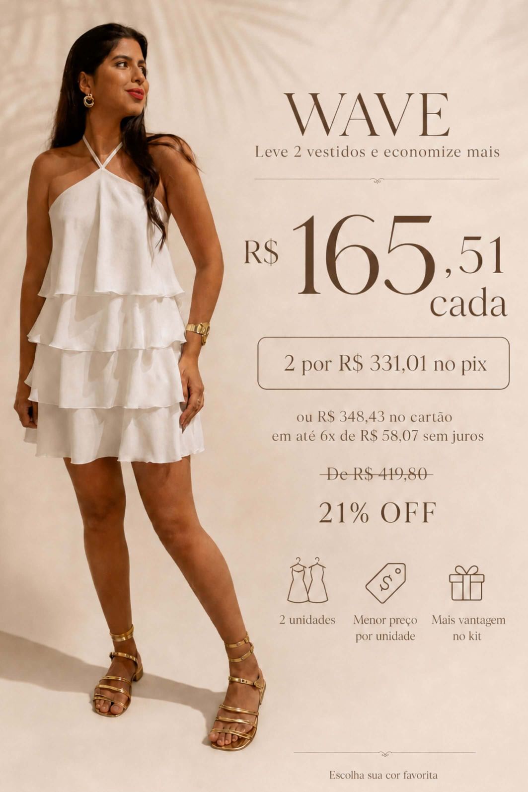 LEVE 2 VESTIDOS SINTÉTICO WAVE E GANHE DESCONTO ESPECIAL LEVE 2 VESTIDOS SINTÉTICO WAVE E GANHE DESCONTO ESPECIAL