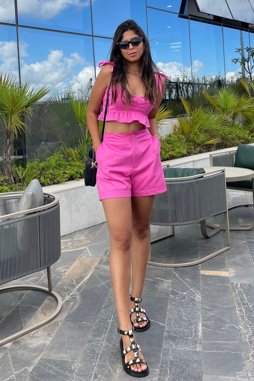 Conjuntos femininos cropped e short discount