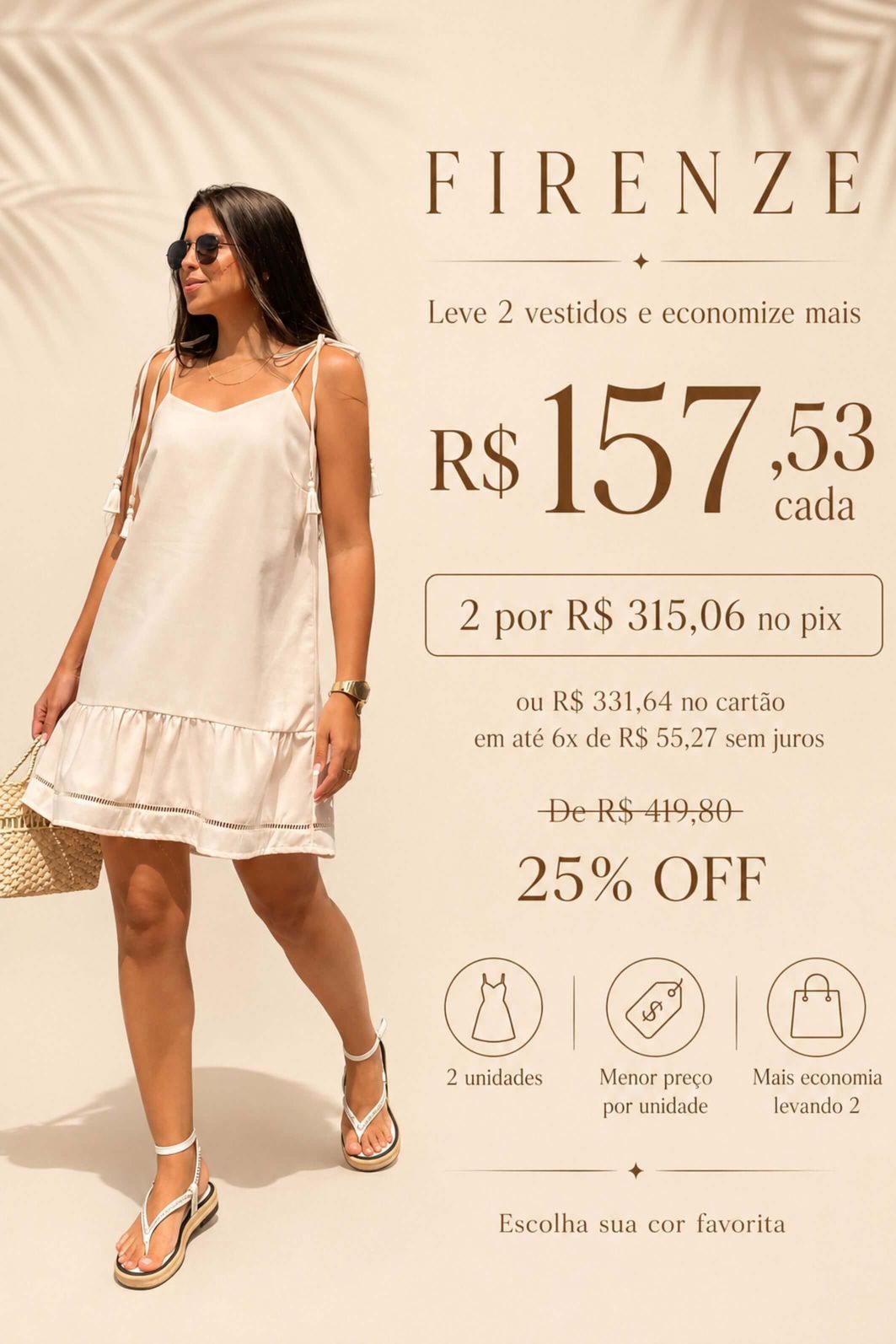 LEVE 2 VESTIDOS CURTOS LINHO FIRENZE E GANHE DESCONTO ESPECIAL LEVE 2 VESTIDOS CURTOS LINHO FIRENZE E GANHE DESCONTO ESPECIAL