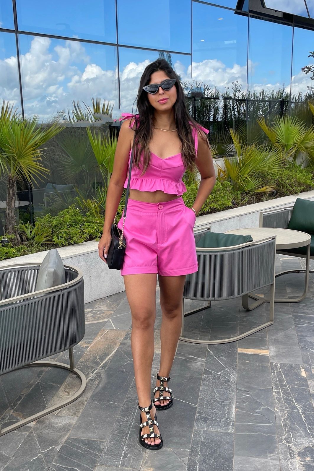 Conjunto Feminino Cropped e Short Santi Rosa Conjunto Feminino Cropped e Short Santi Rosa