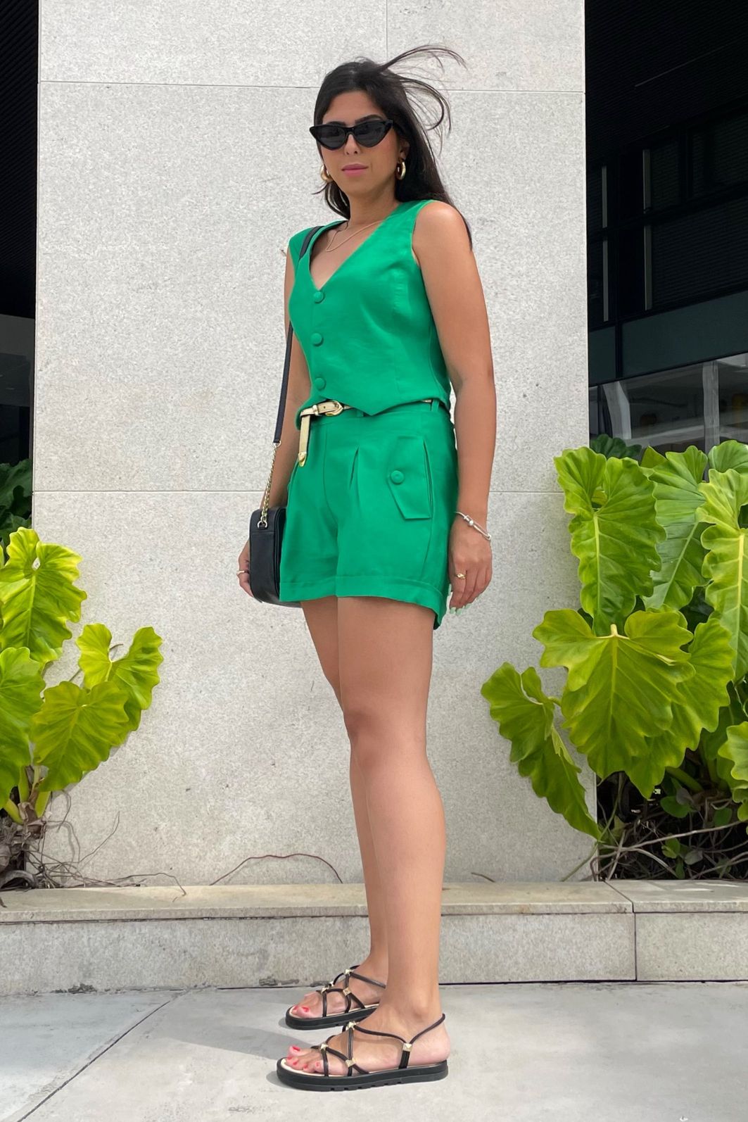 Conjunto Feminino Alfaiataria Short Colete Napoli - Verde Conjunto Feminino Alfaiataria Short Colete Napoli - Verde