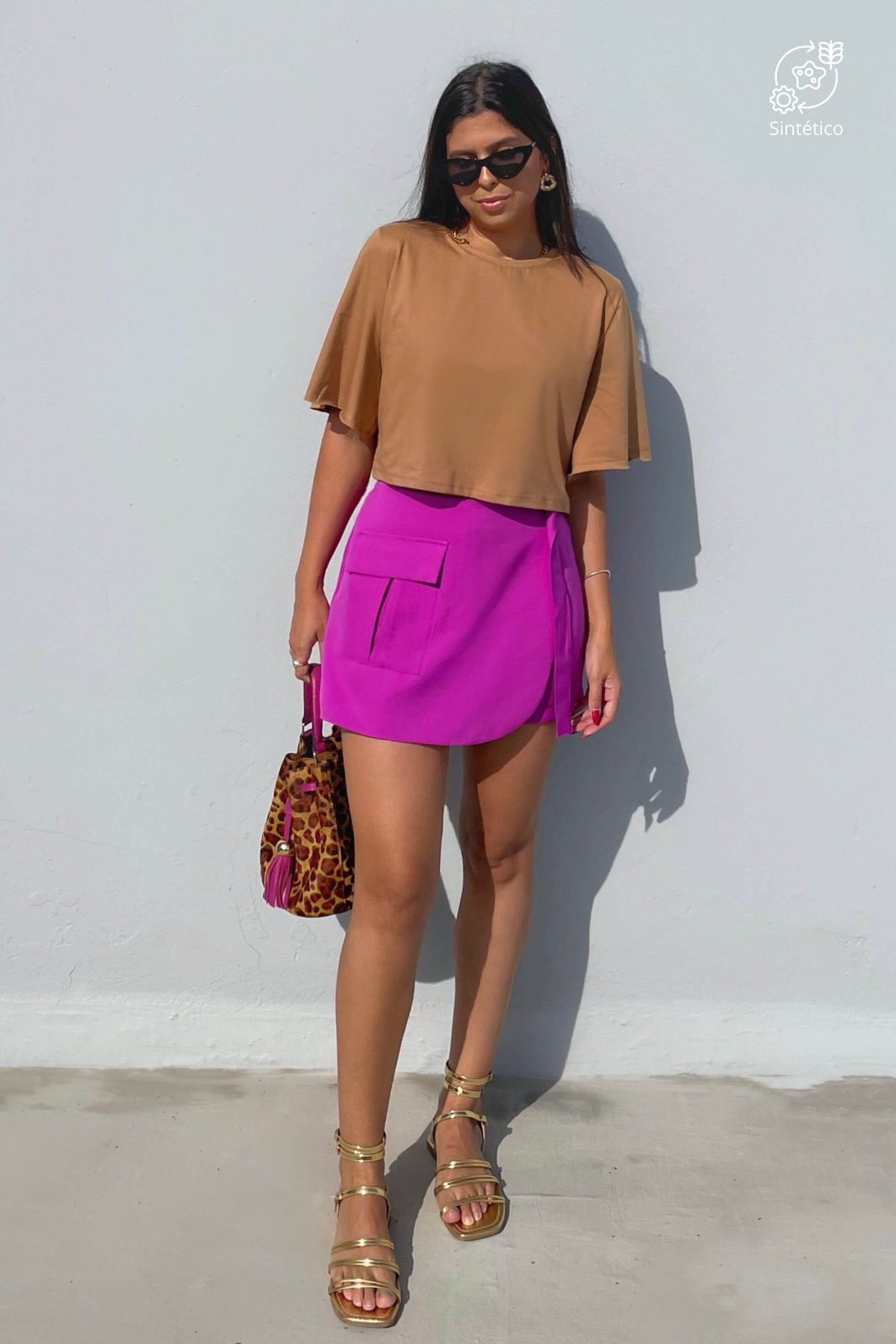 Short Saia Alfaiataria Cintura Alta Mia Purpura