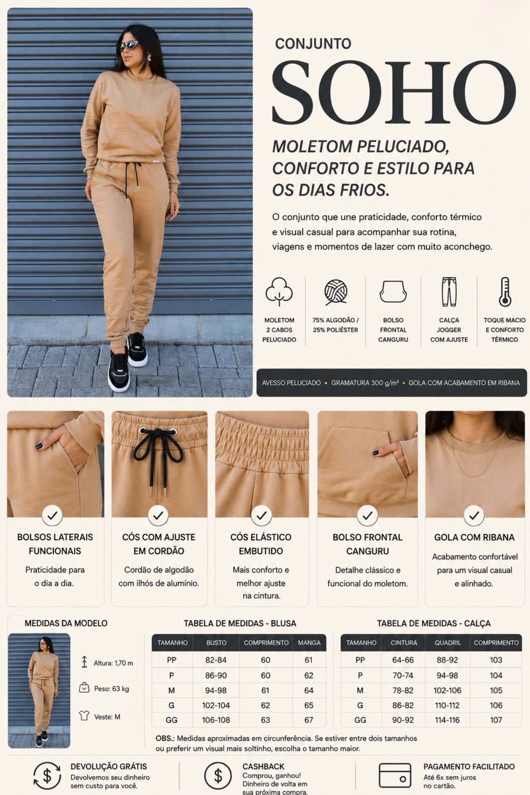 Conjunto moletom felpado flanelado feminino blusa manga longae calça jogger Conjunto Soho rosa em moletom peluciado com calça jogger e blusa manga longa.
