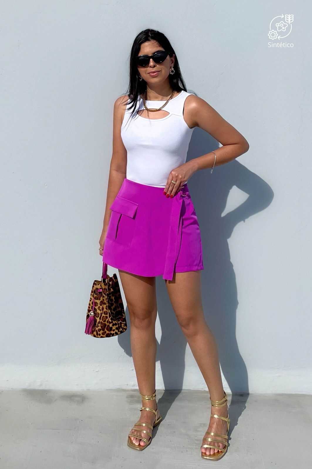 Short Saia Alfaiataria Cintura Alta Mia Purpura