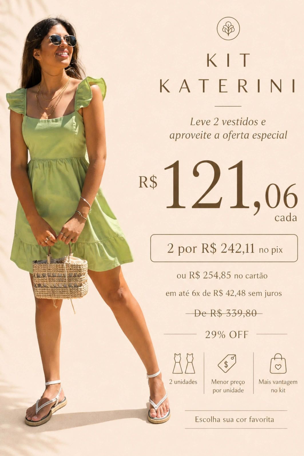 LEVE 2 VESTIDOS ALGODÃO KATERINI E GANHE DESCONTO ESPECIAL LEVE 2 VESTIDOS ALGODÃO KATERINI E GANHE DESCONTO ESPECIAL