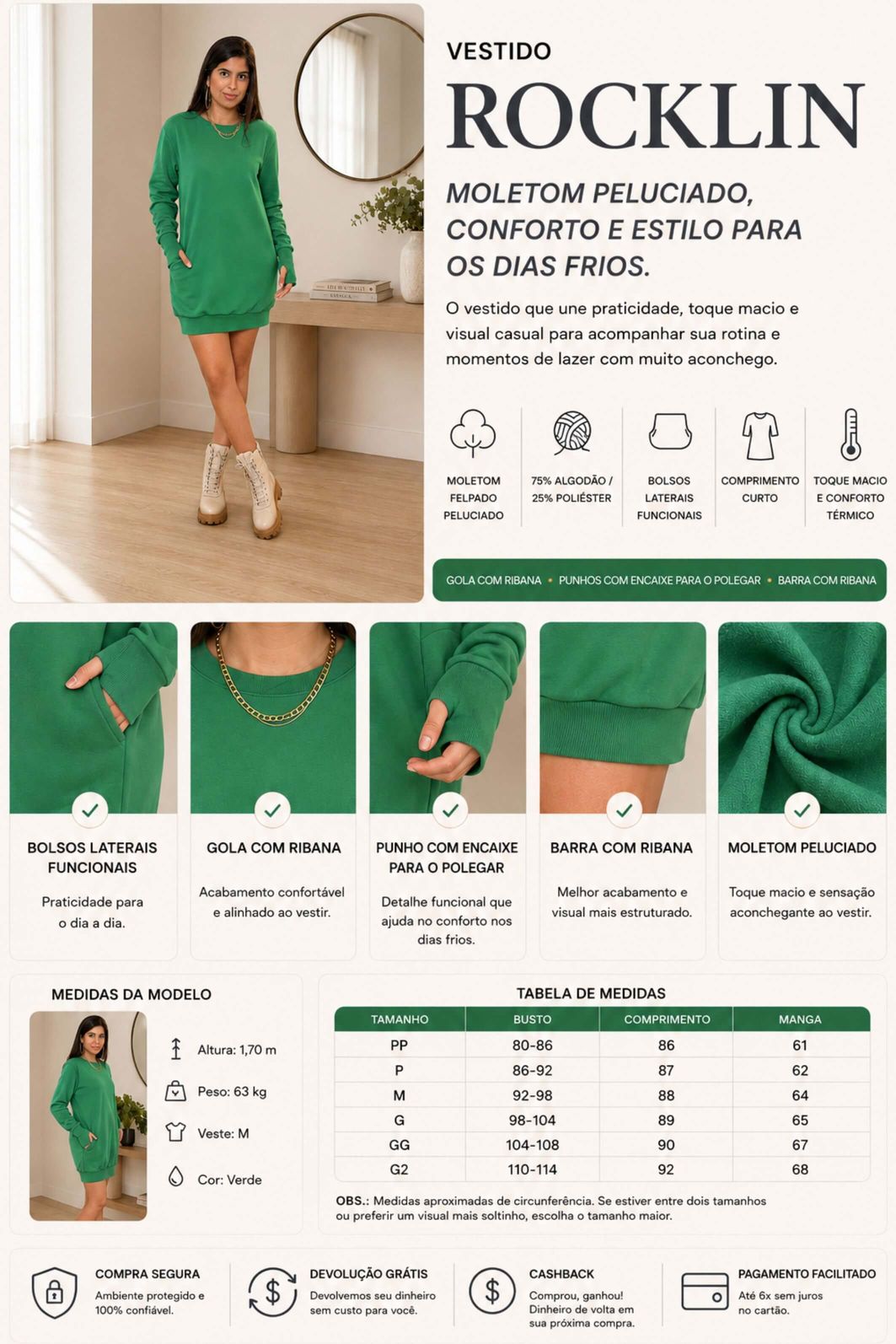 LEVE 3 VESTIDOS MOLETONS FELPADOS ALGODÃO ROCKLIN E GANHE DESCONTO ESPECIAL LEVE 3 VESTIDOS MOLETONS FELPADOS ALGODÃO ROCKLIN E GANHE DESCONTO ESPECIAL
