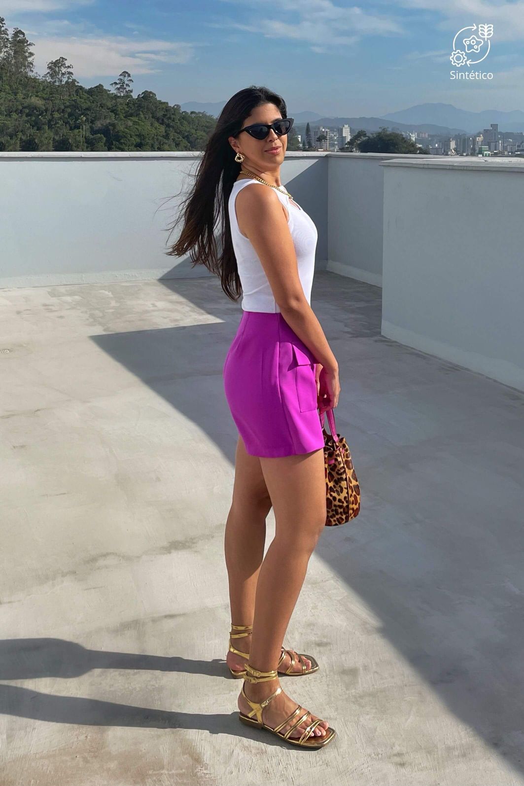 Short Saia Alfaiataria Cintura Alta Mia Purpura