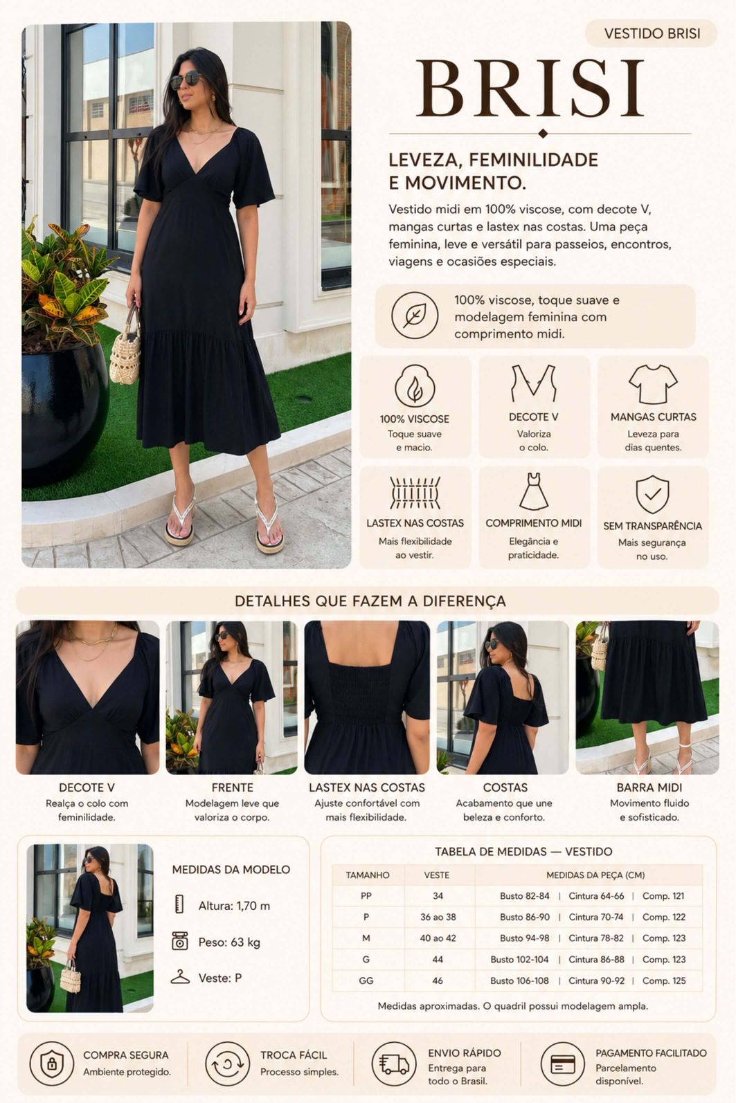 LEVE 3 VESTIDOS MIDI VISCOSE BRISI E GANHE DESCONTO ESPECIAL LEVE 3 VESTIDOS MIDI VISCOSE BRISI E GANHE DESCONTO ESPECIAL