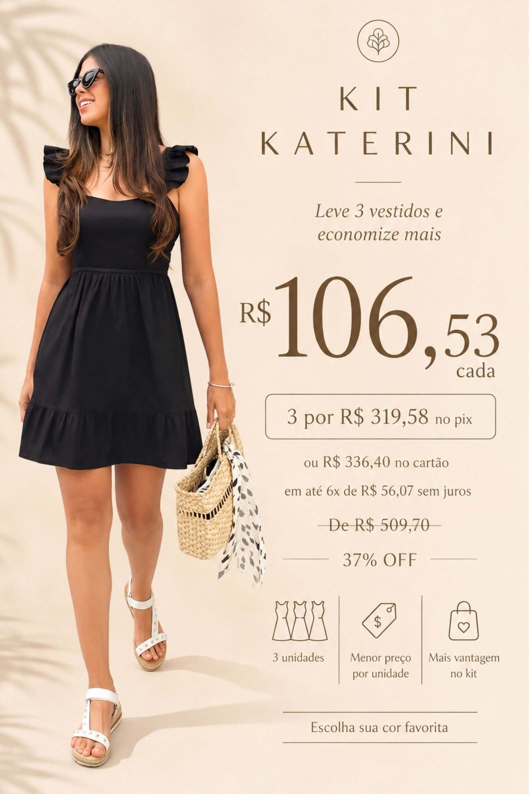 LEVE 3 VESTIDOS ALGODÃO KATERINI E GANHE DESCONTO ESPECIAL LEVE 3 VESTIDOS ALGODÃO KATERINI E GANHE DESCONTO ESPECIAL