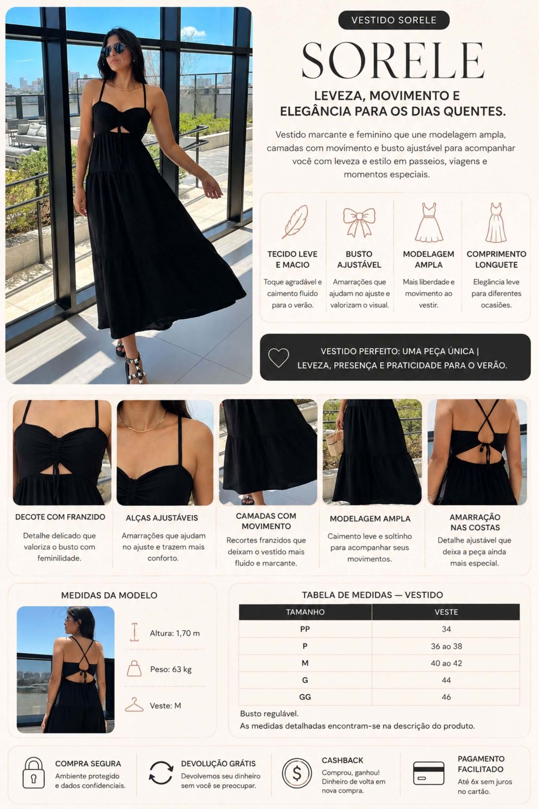 LEVE 3 VESTIDOS LONGUETE SINTÉTICO SORELE E GANHE DESCONTO ESPECIAL LEVE 3 VESTIDOS LONGUETE SINTÉTICO SORELE E GANHE DESCONTO ESPECIAL