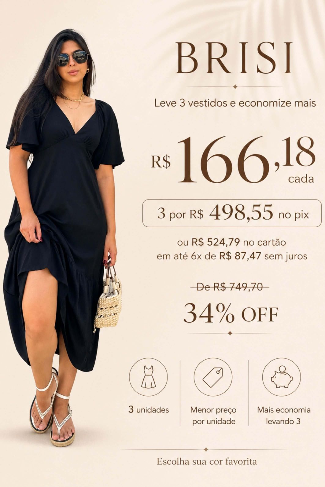 LEVE 3 VESTIDOS MIDI VISCOSE BRISI E GANHE DESCONTO ESPECIAL LEVE 3 VESTIDOS MIDI VISCOSE BRISI E GANHE DESCONTO ESPECIAL