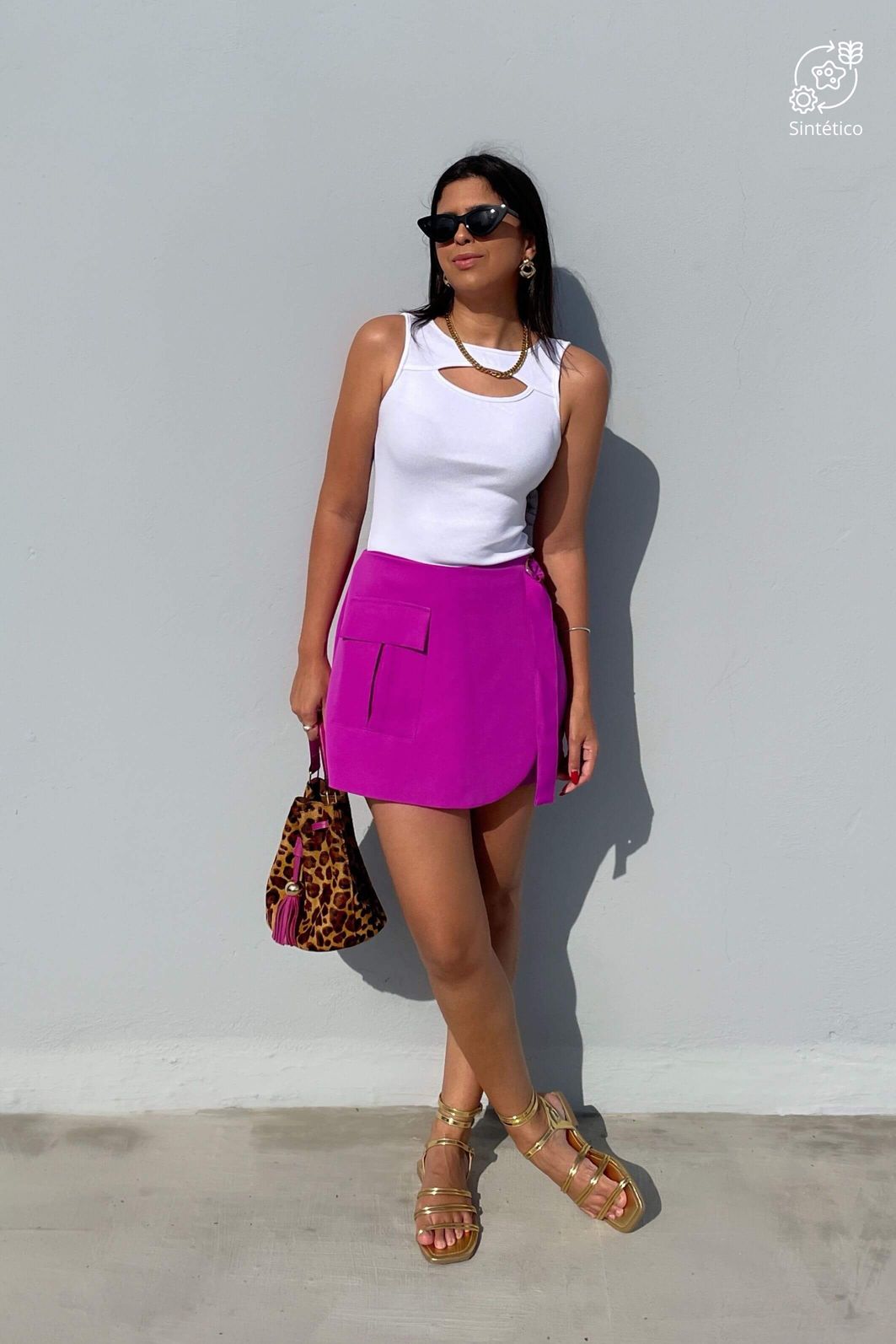 Short Saia Alfaiataria Cintura Alta Mia Purpura