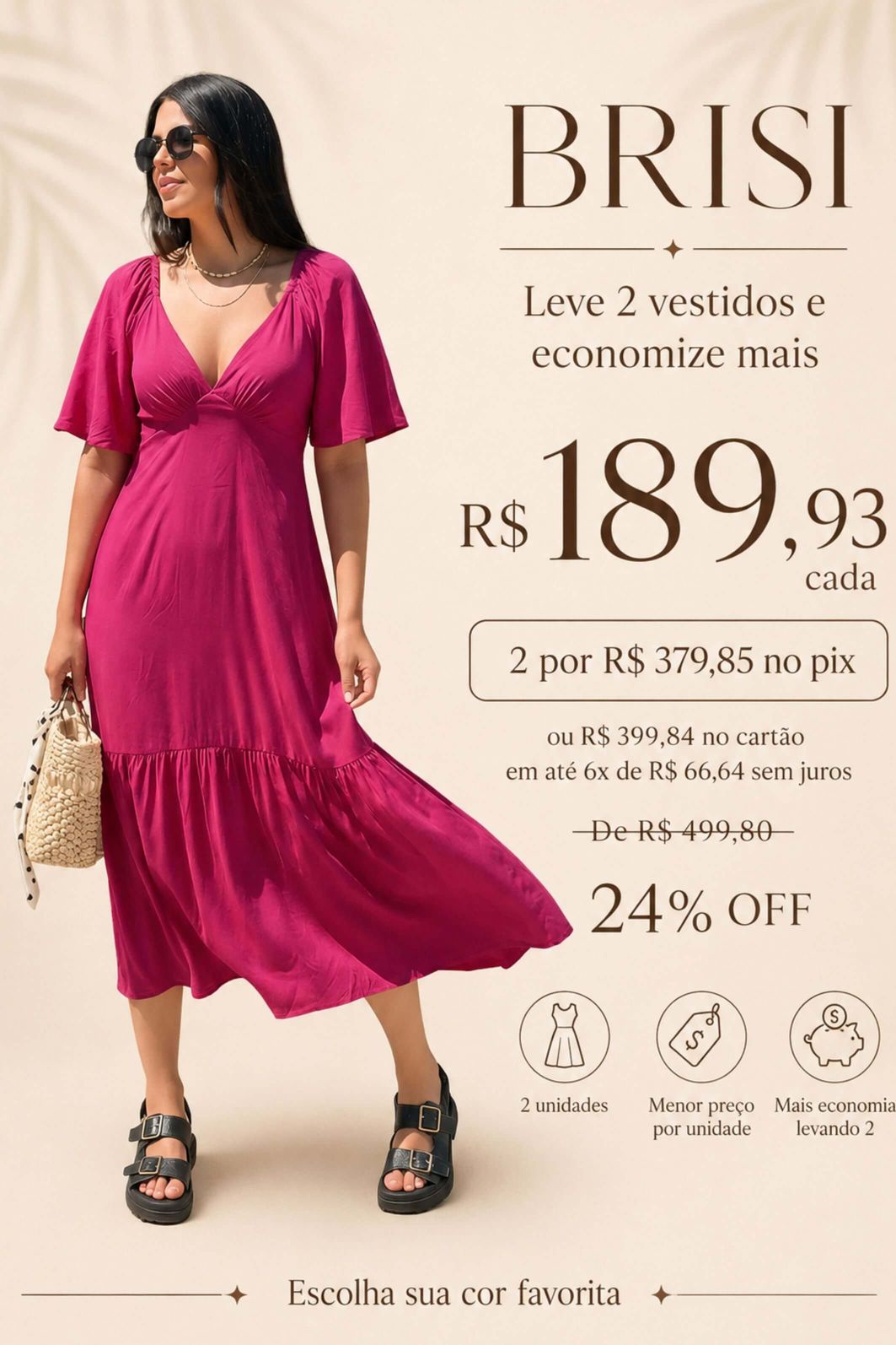 LEVE 2 VESTIDOS MIDI VISCOSE BRISI E GANHE DESCONTO ESPECIAL LEVE 2 VESTIDOS MIDI VISCOSE BRISI E GANHE DESCONTO ESPECIAL
