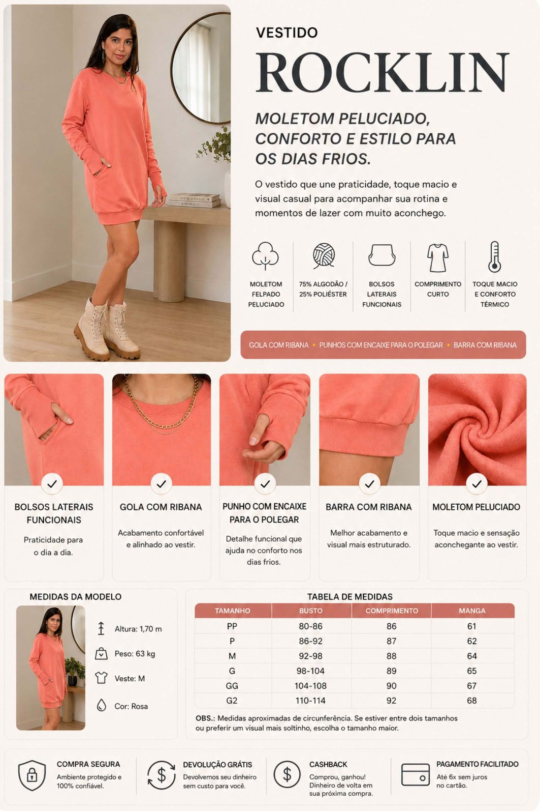 LEVE 2 VESTIDOS MOLETONS FELPADOS ALGODÃO ROCKLIN E GANHE DESCONTO ESPECIAL LEVE 2 VESTIDOS MOLETONS FELPADOS ALGODÃO ROCKLIN E GANHE DESCONTO ESPECIAL
