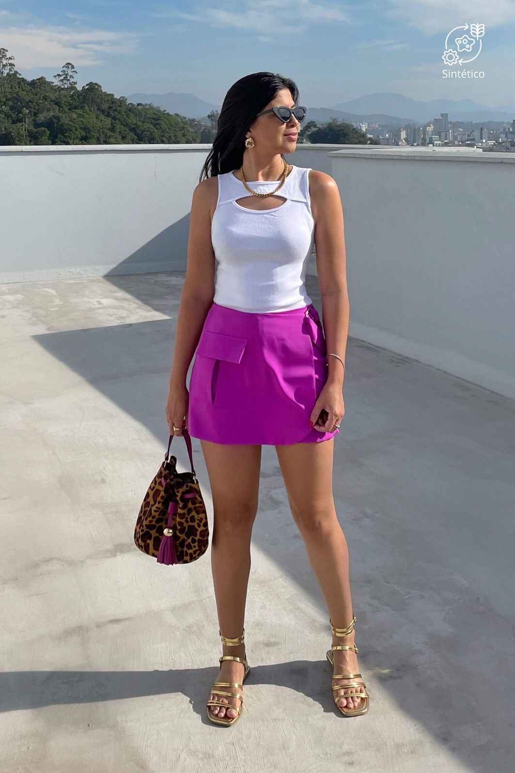 Short Saia Alfaiataria Cintura Alta Mia Purpura
