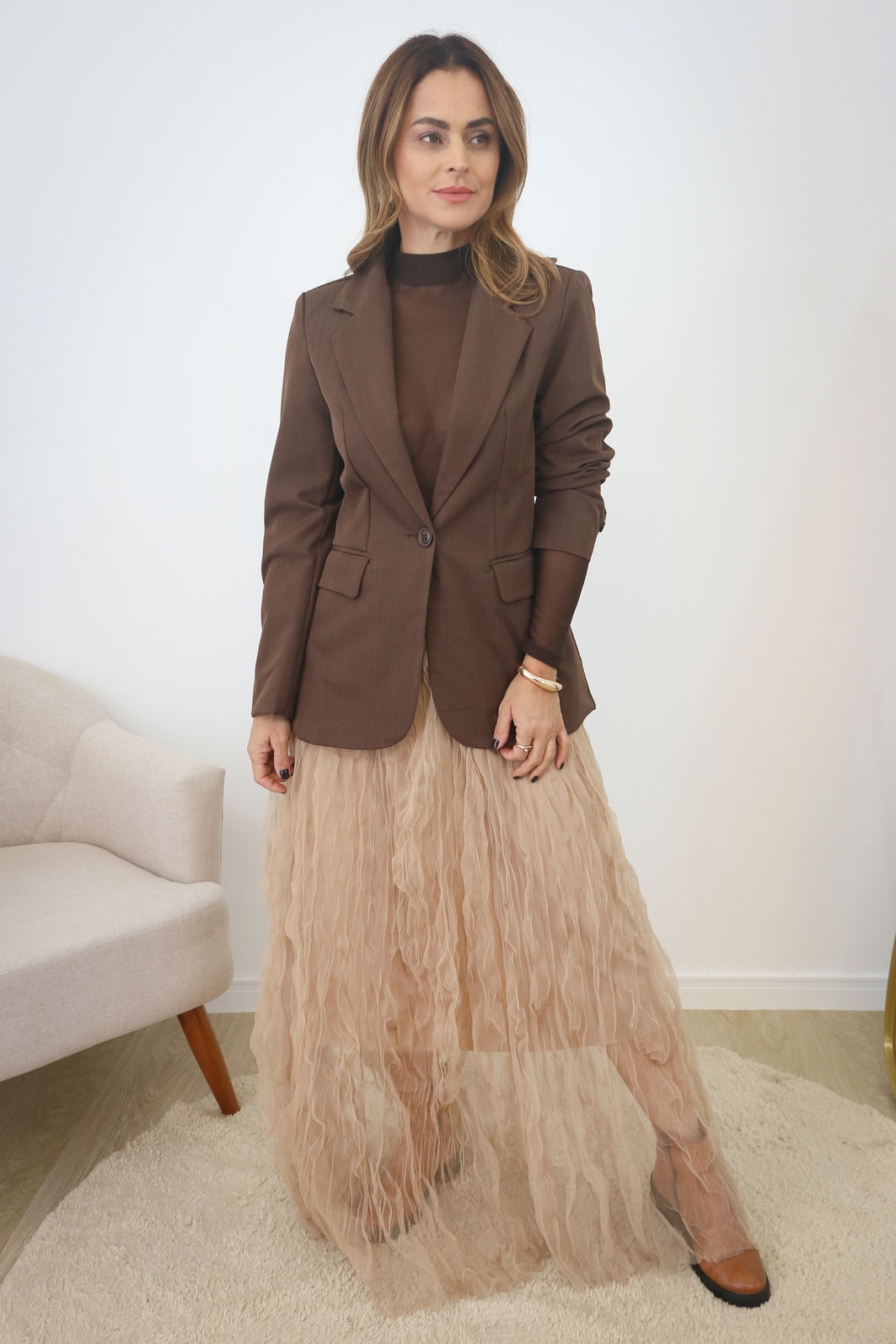 Blazer Alfaiataria Premium Forrado - Café