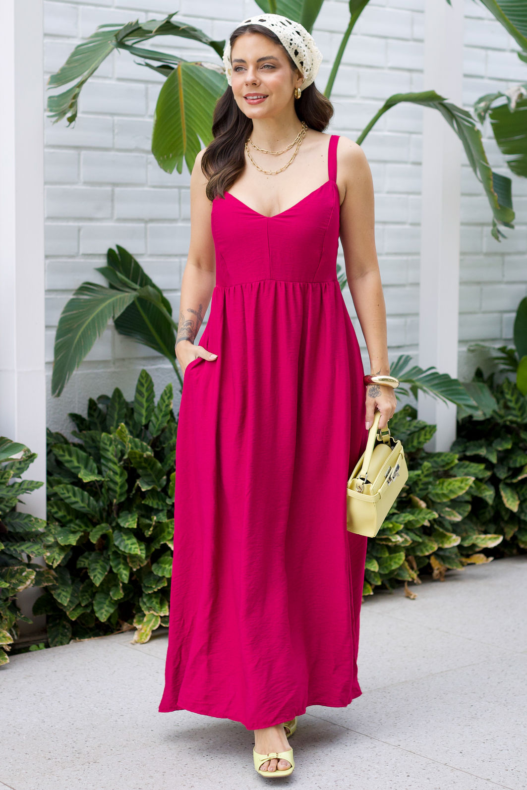 Vestido Mayra em Tecido Plano - Pink Magenta Vestido Mayra em Tecido Plano - Pink Magenta