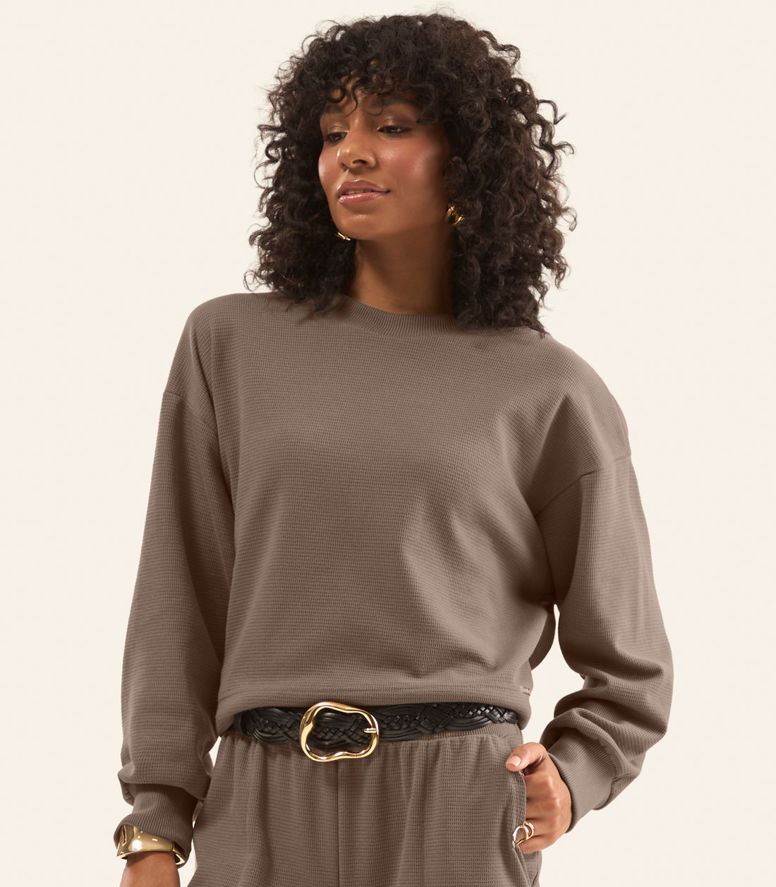 Conjunto Blusão e Calça Wide Leg - Preto Conjunto Blusão e Calça Wide Leg - Preto