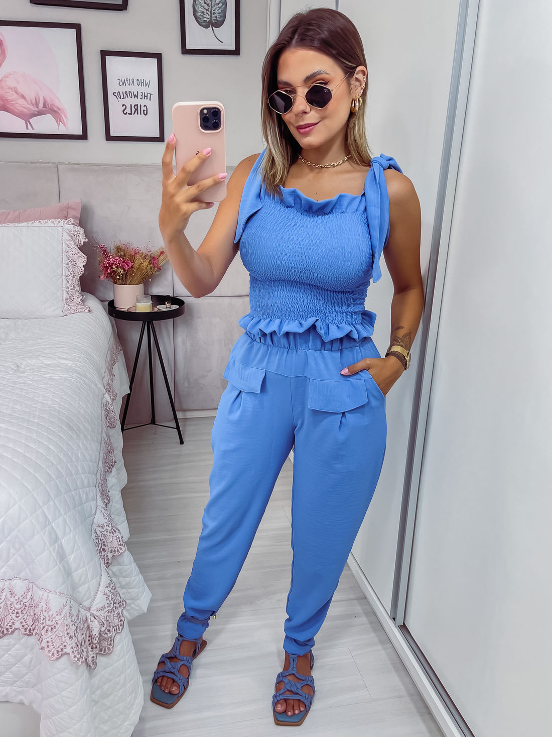 Calça Lisa - Azul Médio