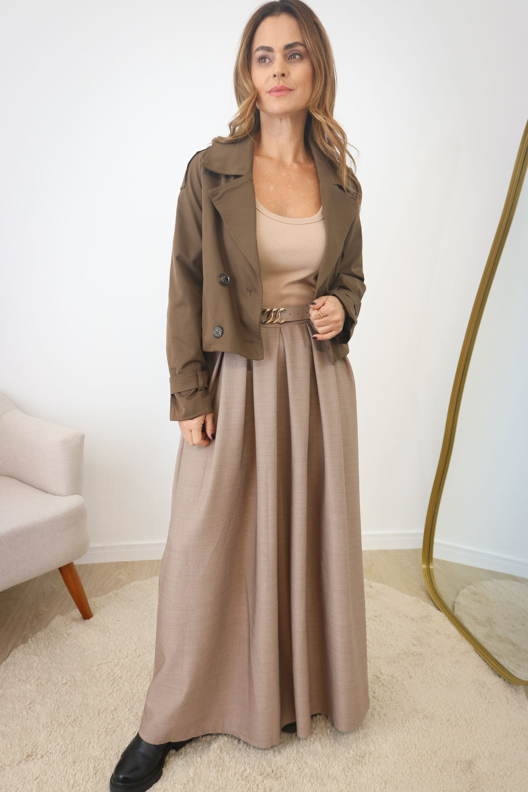 Jaqueta Modelagem Trench Coat - Café Jaqueta Modelagem Trench Coat - Café