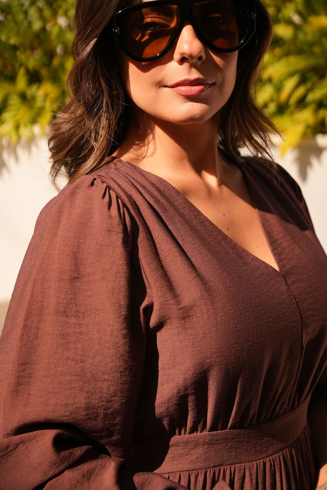 Vestido Lyra - Marrom Tecido Viscose e Poliamida Vestido Lyra - Marrom Tecido Viscose e Poliamida