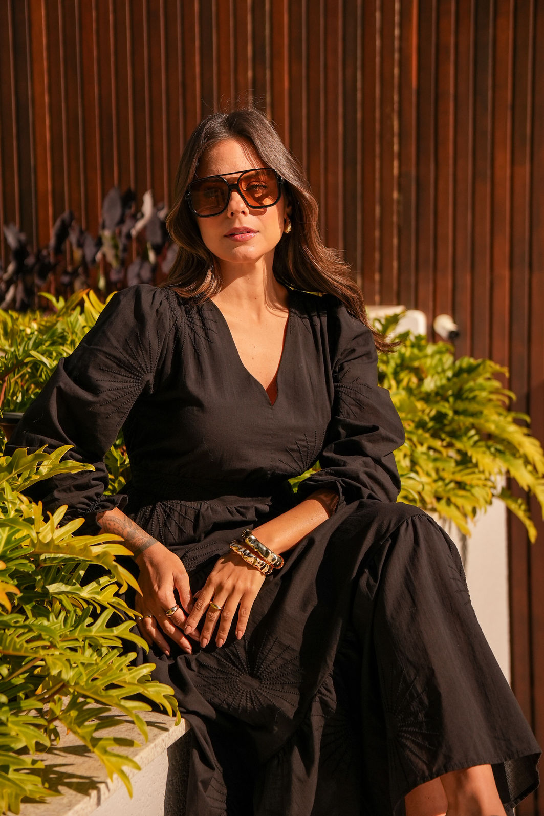 Vestido Lyra - Preto Bordado de Algodão