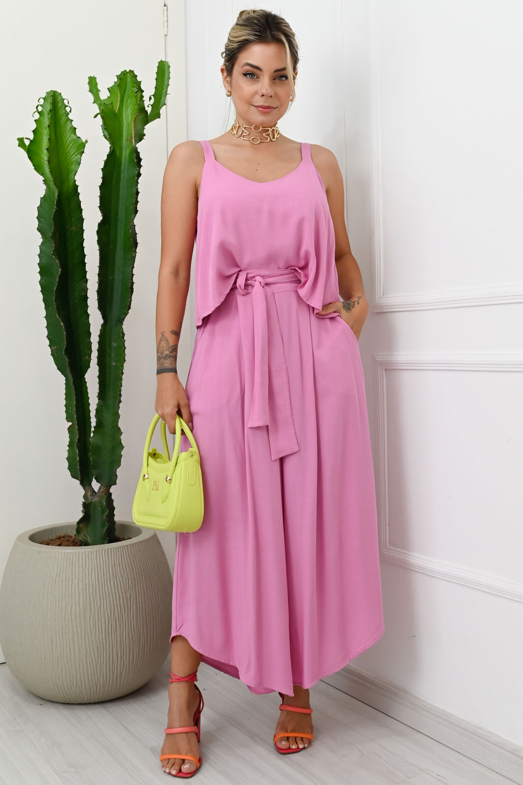 Calça Midi Aurora - Rosa Bloom Calça Midi Aurora - Rosa Bloom