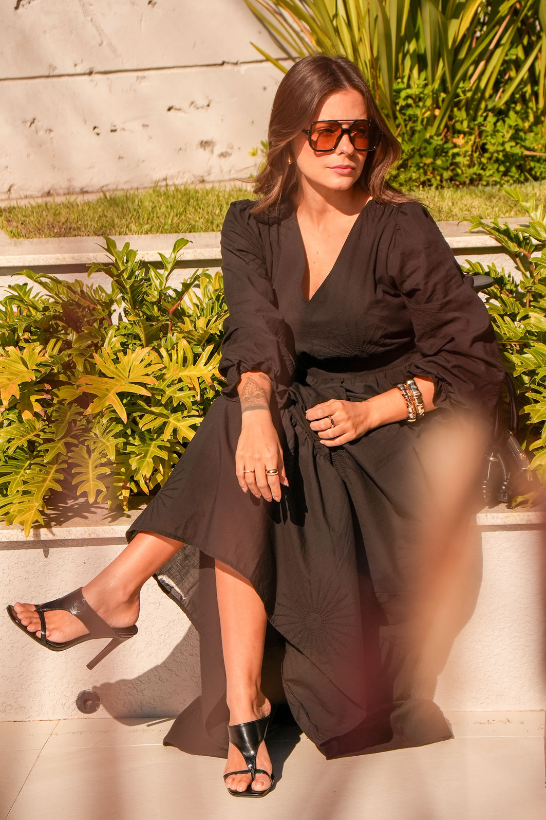 Vestido Lyra - Preto Bordado de Algodão
