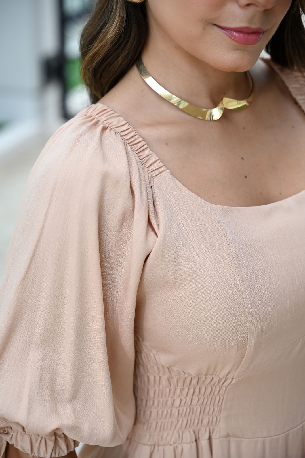 Vestido Letícia Com Forro - Bege Vestido Letícia Com Forro - Bege