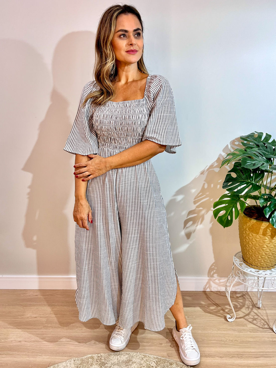 Macacão Laura - Listras Preto e Branco Macacão Laura - Listras Preto e Branco