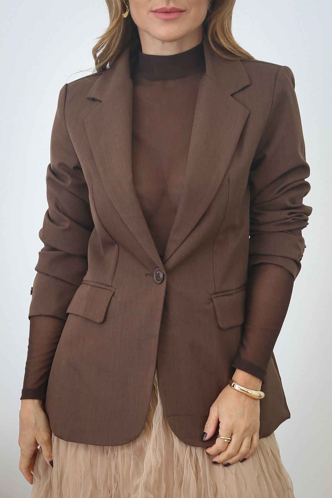 Blazer Alfaiataria Premium Forrado - Café
