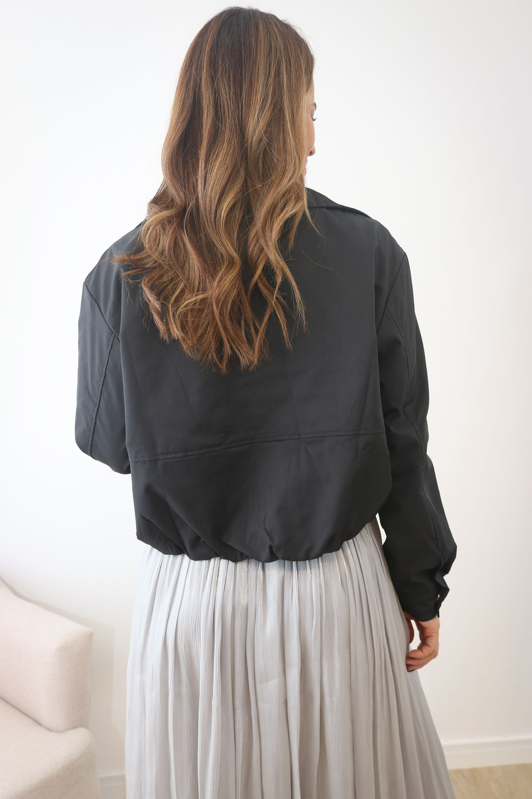 Jaqueta Com Ziper Metal Cropped - Preta Jaqueta Com Ziper Metal Cropped - Preta