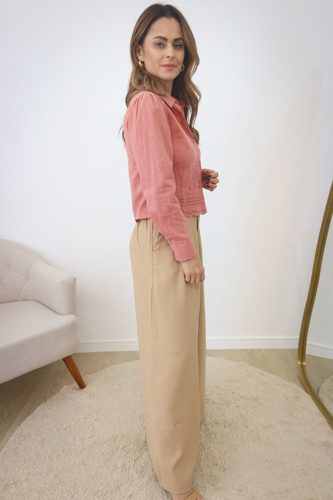 Camisa Alfaiataria com Bordado - Rosê Camisa Alfaiataria com Bordado - Rosê