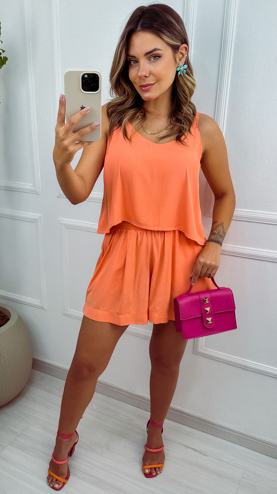 Blusa de Alça Aurora em Viscose - Salmão Blusa de Alça Aurora em Viscose - Salmão