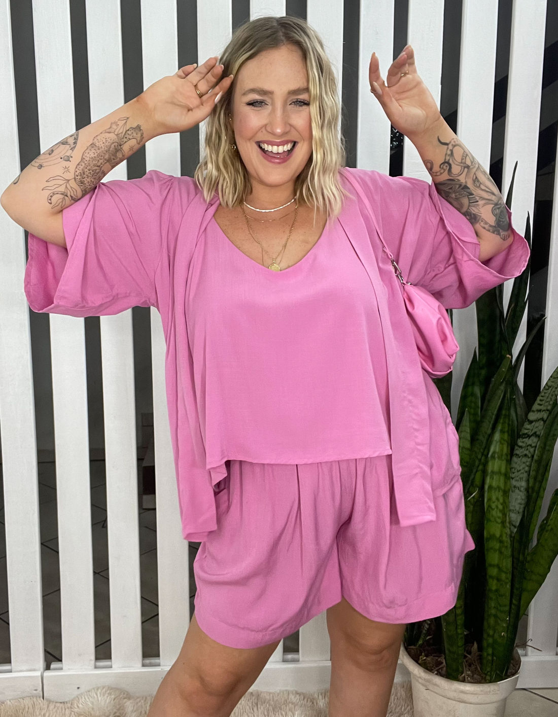 Kimono Aurora de Tecido de Viscose - Rosa Bloom