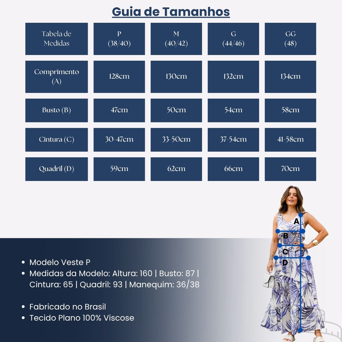 Vestido Lisiana em Tecido Plano de Viscose com Forro - Estampa Azul e Off white Vestido Lisiana em Tecido Plano de Viscose com Forro - Estampa Azul e Off white