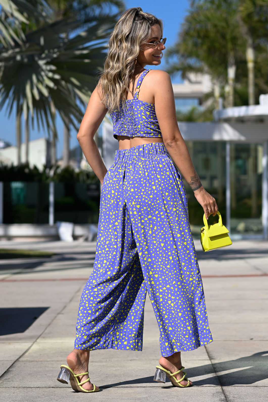 Calça midi estampada hot sale