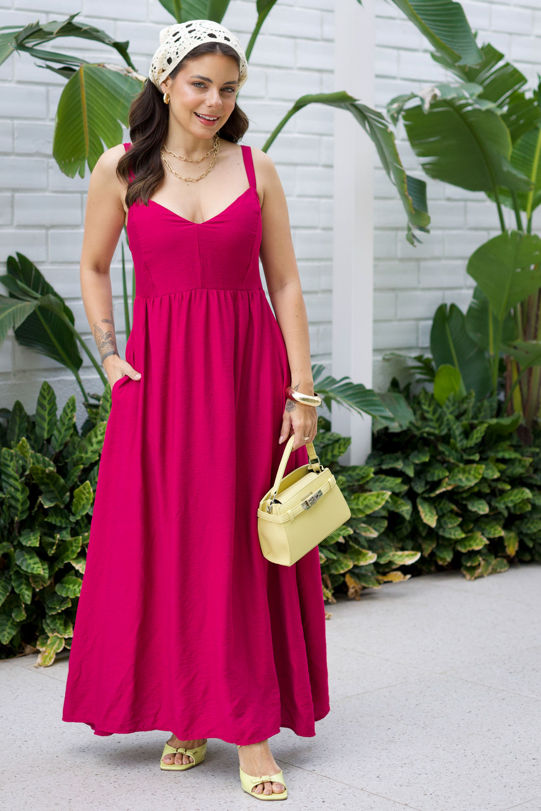 Vestido Mayra em Tecido Plano - Pink Magenta Vestido Mayra em Tecido Plano - Pink Magenta