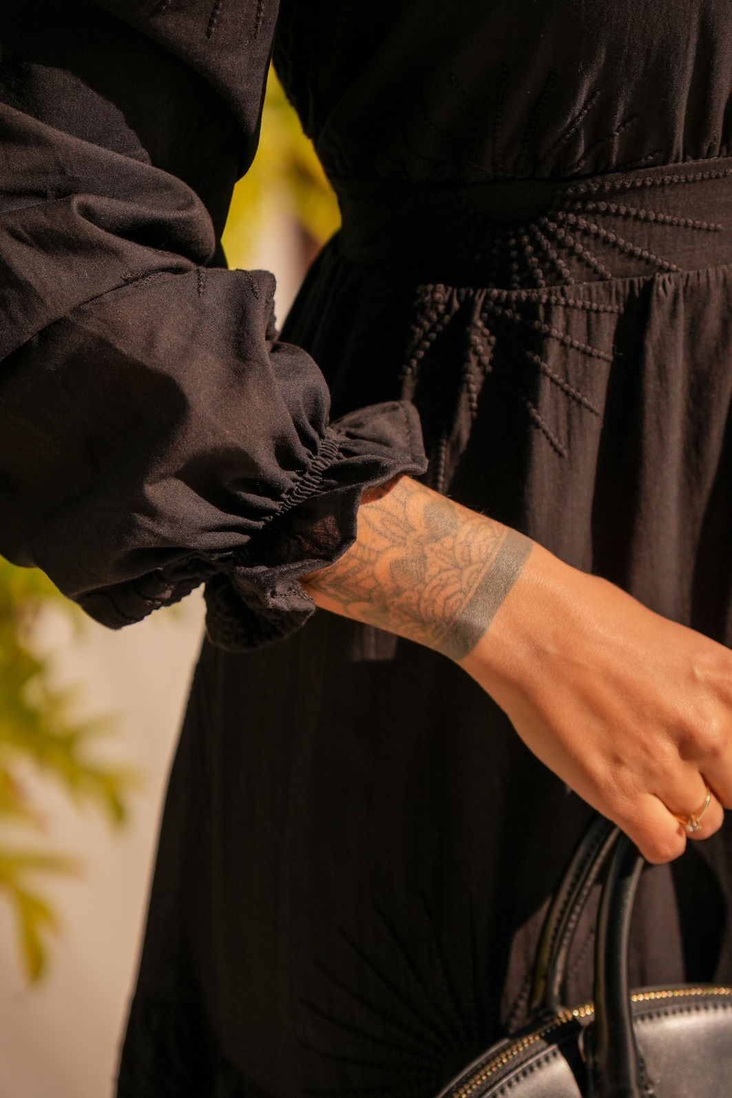 Vestido Lyra - Preto Bordado de Algodão