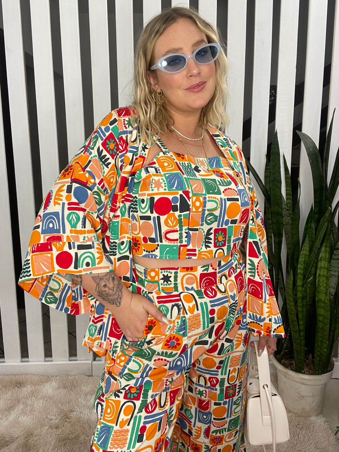 Kimono Sofia de Tecido de Viscose Estampado - Étnico Colorido Kimono Sofia de Tecido de Viscose Estampado - Étnico Colorido