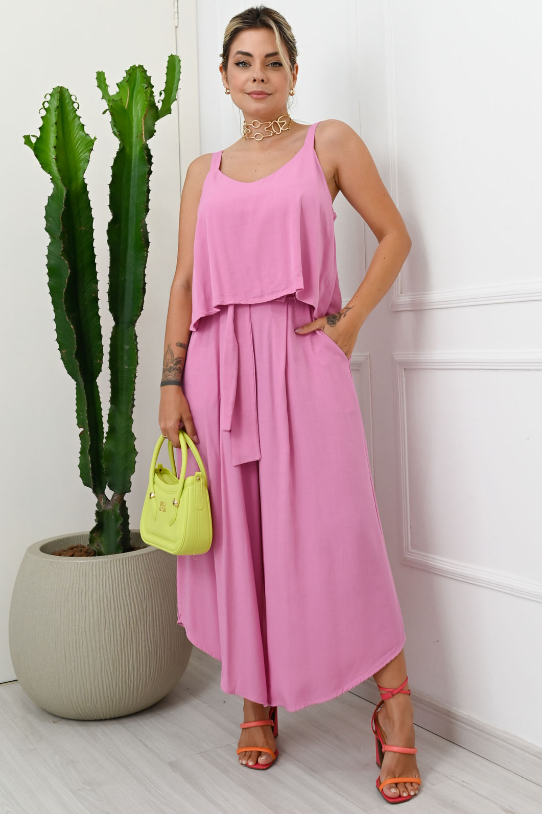 Calça Midi Aurora - Rosa Bloom Calça Midi Aurora - Rosa Bloom