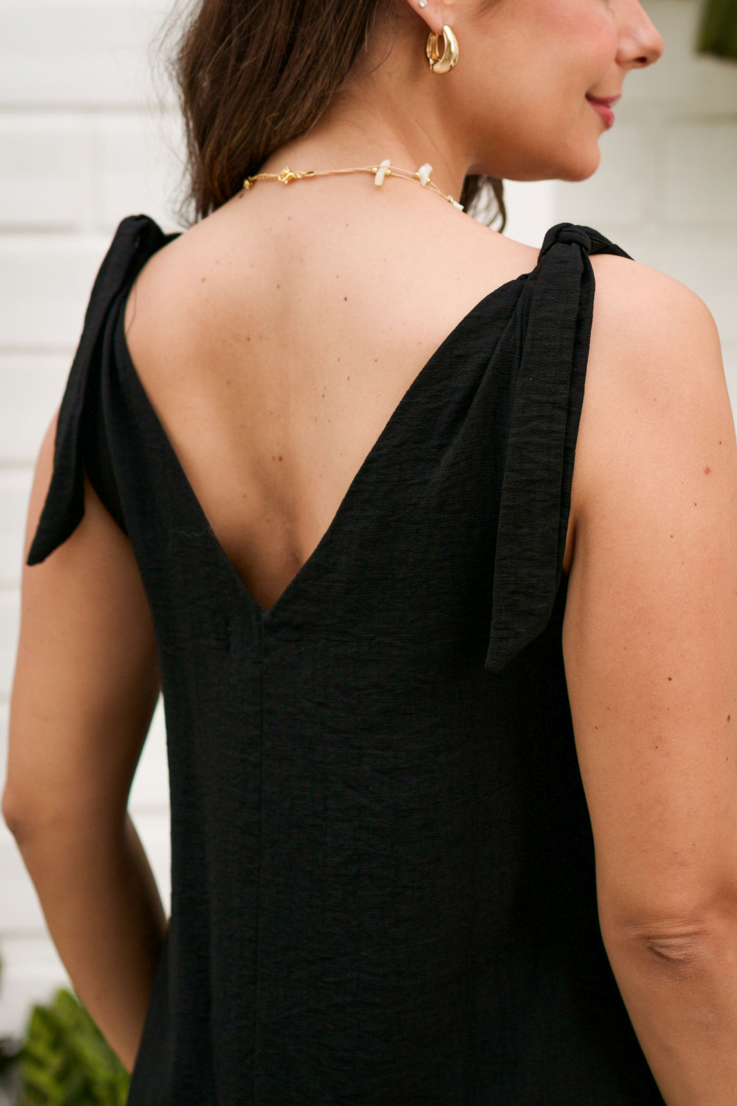 Vestido Alice Tecido Plano com Alças de Amarrar - Preto Vestido Alice Tecido Plano com Alças de Amarrar - Preto