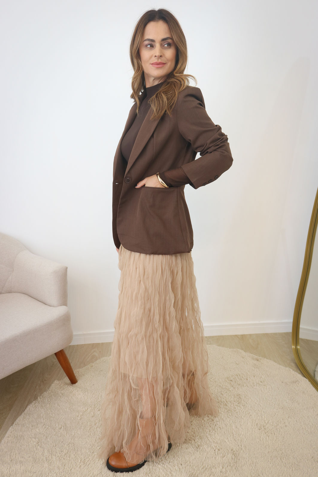 Blazer Alfaiataria Premium Forrado - Café